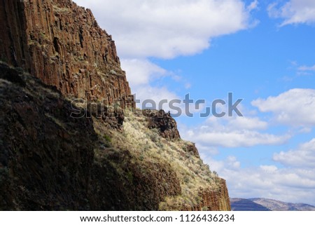 Basalt columnar cliffs of Picture Gorge near John Day in eastern Oregon