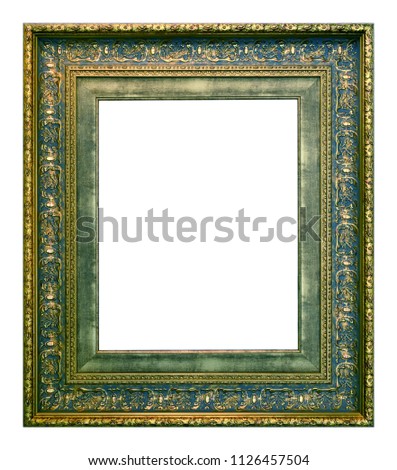 Antique gold and blue frame isolated on the white background vintage style