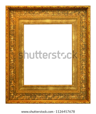 Antique gold frame isolated on the white background vintage style