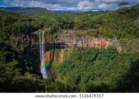 Chamarel waterfall, Mauritius on a sunny day