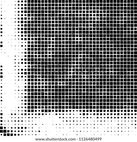 Grunge background of black squares randomly placed on a white background