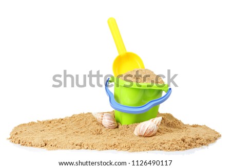 Composition with beach objects on white background