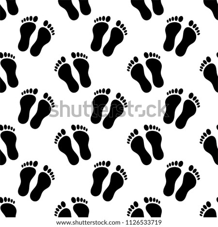Human Footprint Icon Seamless Pattern, Foot Imprint Seamless Pattern Vector Art Illustration