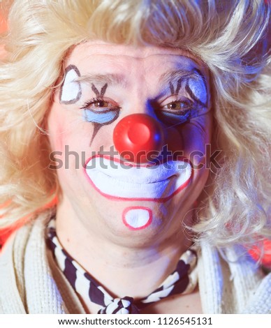 Portrait of a Clown in the circus arena.