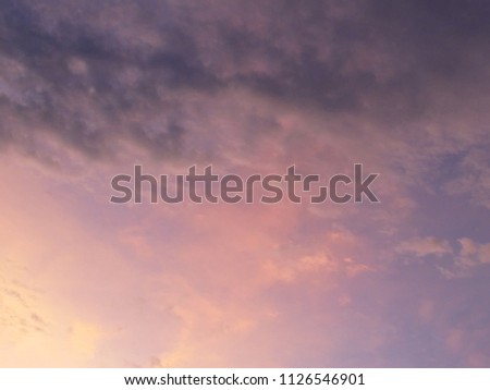 Colors of the sky and clouds in the sunset.                               