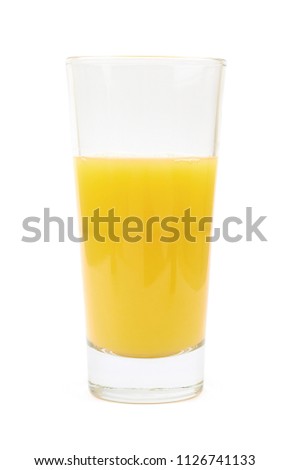 Glass of orange juice isolated over the white background