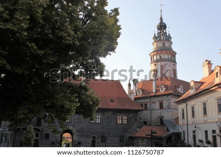 Royal Palace and The view of Cesky-Krumlov embraced by the Vltava river, Czech Republic.