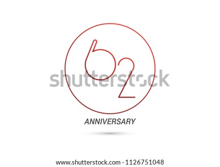 62 Years Anniversary logotype with rounded and simple red colored font numbers isolated on white background for company celebration event, birthday Royalty-Free Stock Photo #1126751048