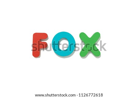 Beautiful Font Colorful English characters isolated from white background for fox