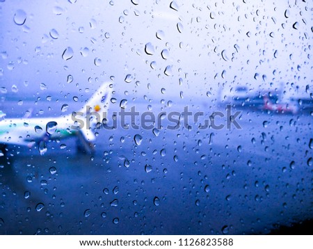 The sky on a rainy day At the airport of Thailand.