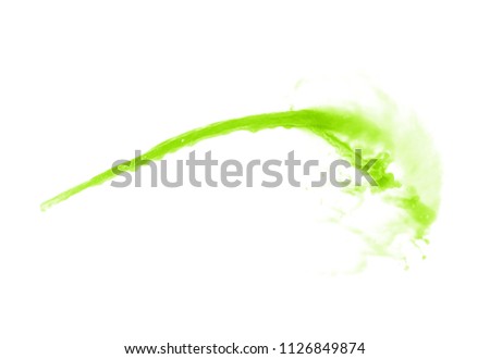 Splash of transparent liquid in motion isolated over the white background