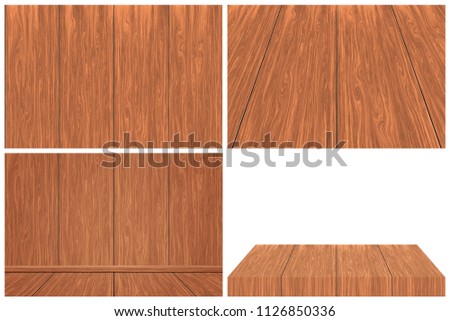 abstract wooden collection isolated on a white background - concept interior and exterior decoration : used for montage