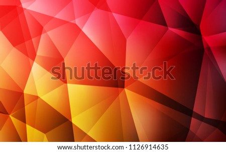 Dark Red, Yellow vector low poly texture. Triangular geometric sample with gradient.  Pattern for a brand book's backdrop.