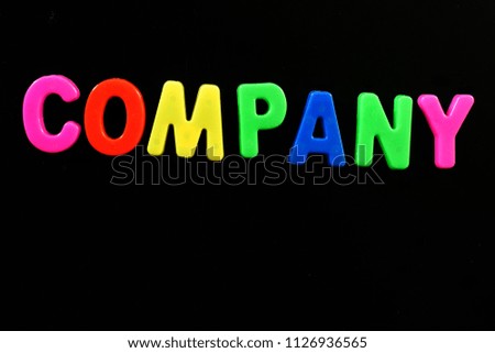 English letters in black background are the words education, glowing, white, red, style, collection company