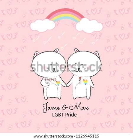 cute cat card cartoon with rainbow,LGBT pride day