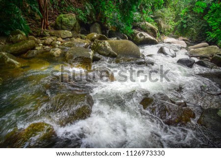 Beautiful waterfall in the forest from Thailand National Park in spring season