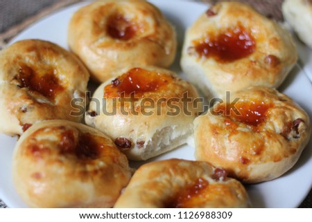 sweet buns baked in the oven, photo