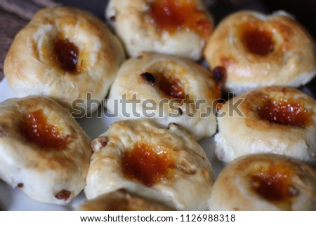 sweet buns baked in the oven, photo