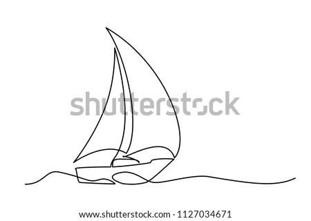Continuous one line drawing of sailboat. Business icon. Vector illustration Royalty-Free Stock Photo #1127034671