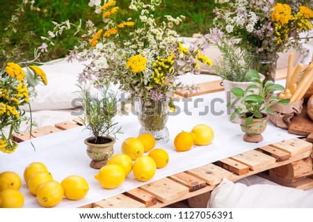 lemons for the holiday of lemons in the decor of flowers ( lemon festival france )