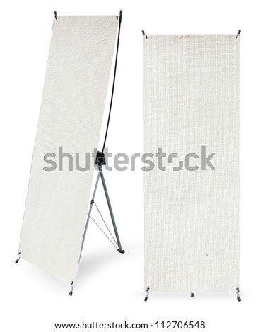 Banner stand display, with Paper texture background template for design work ( Save paths for design work)