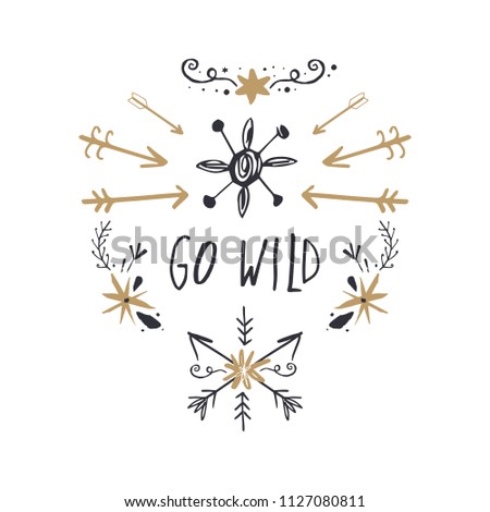 Vector and jpg image, clipart, isolated details. Hippie boho decor elements collection. Stickers, symbols for design and other.