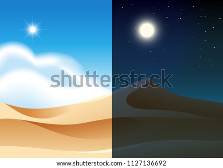 A Desert Landscape Day and Night Time illustration