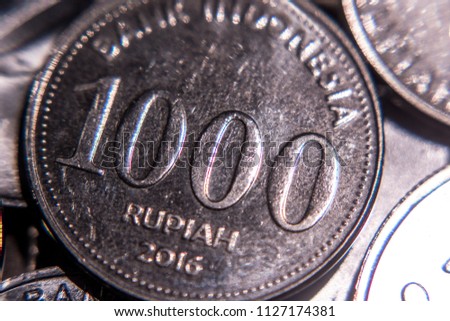Close up of 1000 Bank Indonesian Rupiah