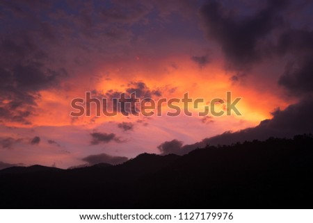 Sunset over the mountains in Taiwan