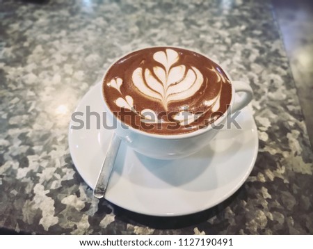 hot chocolate latte, selective​ focus