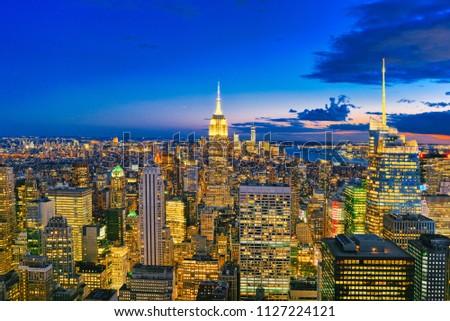 Night view of Manhattan from the skyscraper's observation deck. New York. USA.