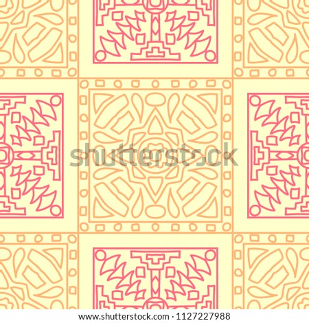 Seamless background.  Tribal color vector pattern for wallpaper or cloth design. Abstract geometrical ethnic ornament with northern motifs. Vector texture.