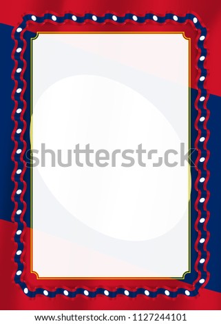 Frame and border of ribbon with Laos flag, template elements for your certificate and diploma. Vector