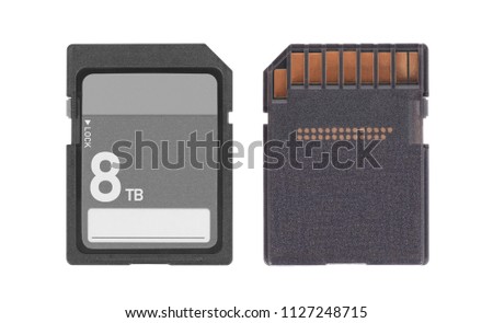 SD Memory card isolated on white background - 8 Terabyte