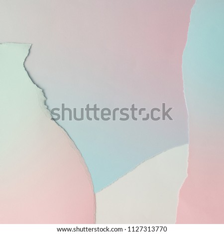 Creative layout made of gradient  pastel pink and blue paper backround. Minimal flat lay.