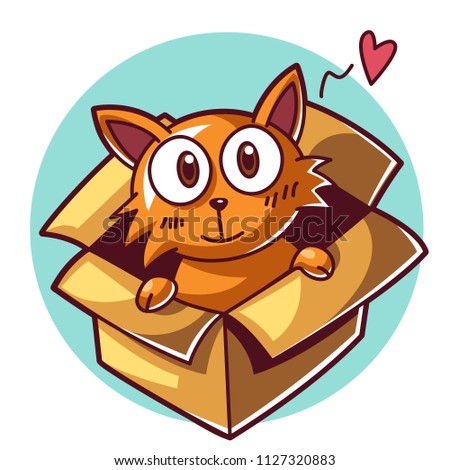 Cartoon cat in a box adoption
