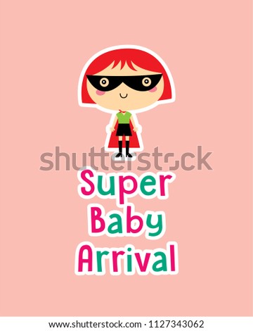 cute superhero girl vector clip art. cute little child (girl) super hero cartoon. cute super baby girl arrival.