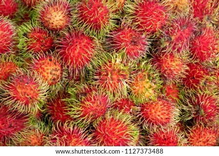 Ripe and Fresh Rambutans from the Market, Juicy Tropical Taste and Healthy Fruit.