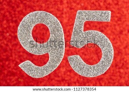 Number ninety-five silver color over a red background. Anniversary. Horizontal