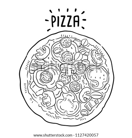 Hand drawn illustration of Pizza.