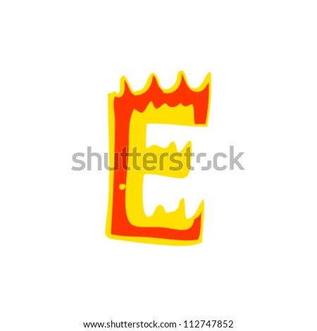 cartoon burning letter e