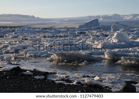 Iceland, Jokulsarlon lagoon, Beautiful cold landscape picture of icelandic glacier lagoon bay.
Icebergs in Jokulsarlon glacial lagoon. Vatnajokull National Park, southeast Iceland, Europe. 
