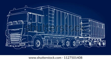 Large truck with separate trailer, for transportation of agricultural and building bulk materials and products.