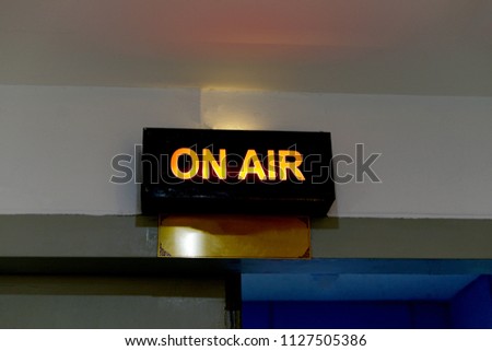 ON AIR sign light box hang in broadcast studio