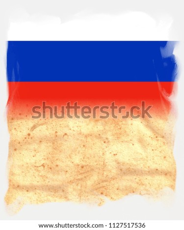 RUSSIA Flag on original vintage Parchment paper with space for your text or design