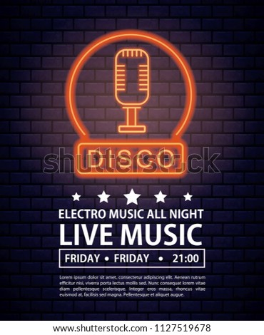 Disco electro music invitation poster