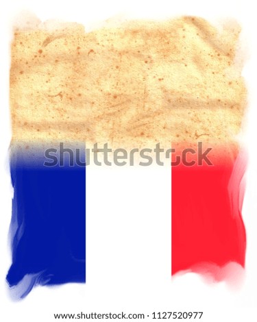 FRANCE Flag on original vintage Parchment paper with space for your text or design
