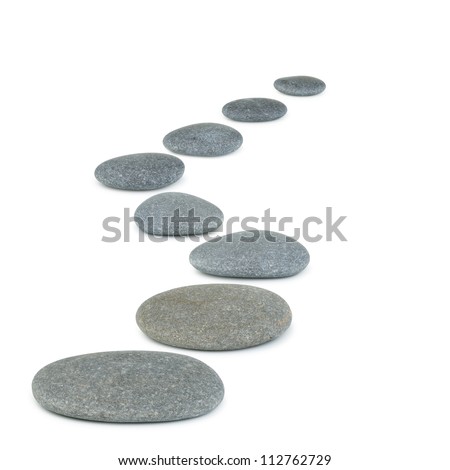 Row pebbles. Sea stones. It is isolated on a white background Royalty-Free Stock Photo #112762729