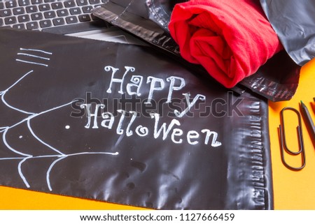 Black polythene envelope, Happy Halloween concept