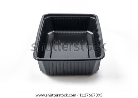 Food box, for delivery or grab and go, plastic box on white isolate background for design elements and copy space